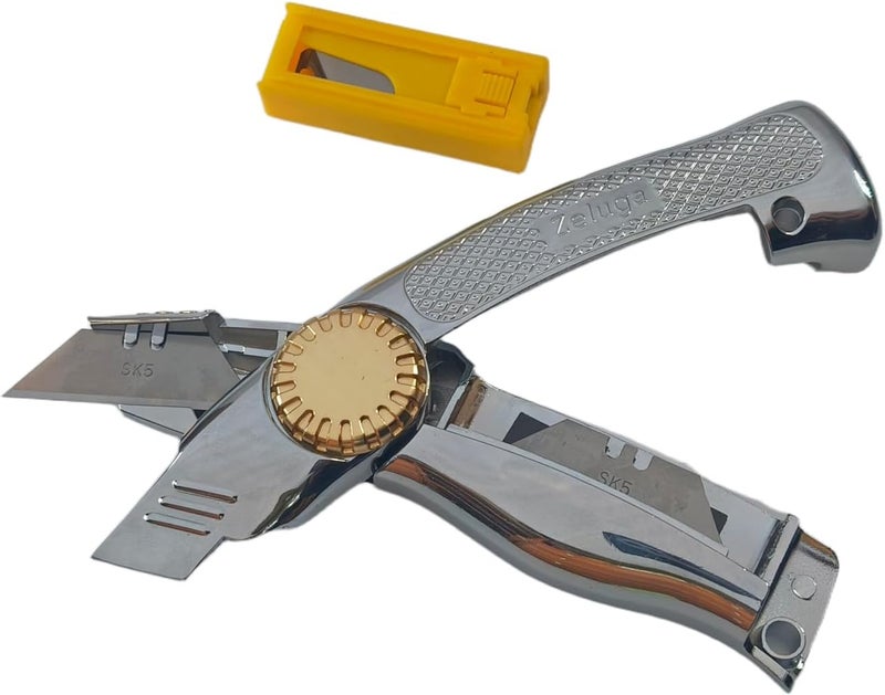 Zeluga 19-524 Fixed Blade Utility Knife with Die Cast Aluminium Housing, Quick Blade Change, 10 Blades Included - Image 4